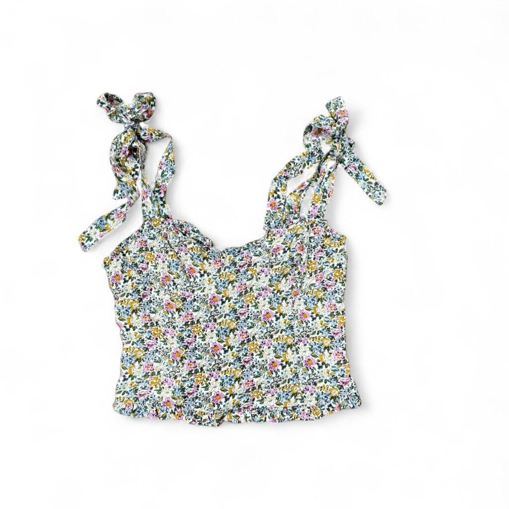Astr the Label multicoloured floral tie strap crop top Size S